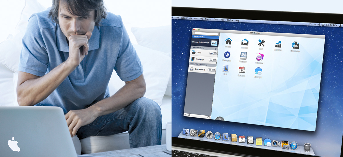 MacBook with VPN Tracker in airport lounge  VPN scenarios for business travel